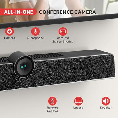 Pyle 4K USB Video Conference Room Camera System 120° FOV with 5X Zoom, AI Auto Framing, Echo Cancellation, 8m Mic Pickup Conferencing System for Home Offices, Zoom, Skype, Microsoft Teams, PC Meetings - color: Black