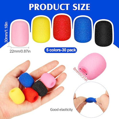 Juexica 30 Pcs Lavalier Microphone Windscreen Foam Covers 5 Colors Mini Lapel Mic Cover for Headset Microphone Noise Reduction Compatible with Most Small Microphones