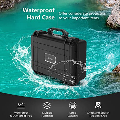 COSTWAY Waterproof Hard Case, 22-Inch Multi-Purpose Small Camera Dry Box with DIY Customizable Foam Insert, IP66 Rated Dustproof Shockproof, Portable Protective Case for Electronics, Drones, Black