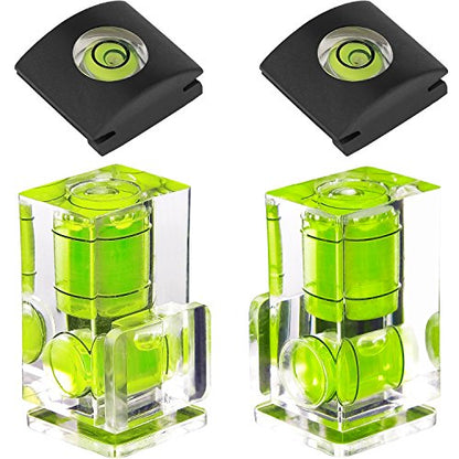 Hot Shoe Level, 4Pack ChromLives Shoe Bubble Level Camera Hot Shoe Cover 2 Axis Bubble Spirit Level Compatible with DSLR Film Camera Canon Nikon Olympus,Combo Pack - 2 Axis and 1 Axis