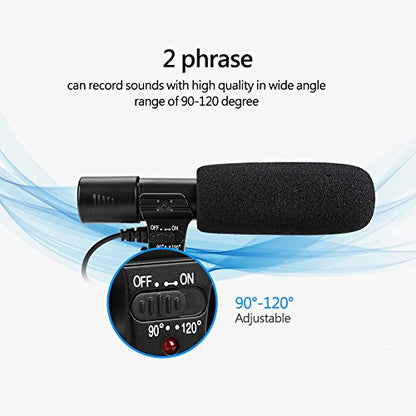Camera Microphone, Lightweight Portable Condenser Microphone with Windsheid for Camera Camcorder