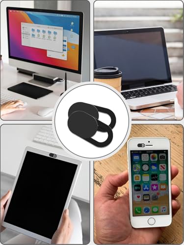 8 Pack Webcam Cover Slide - 0.027in Ultra Thin Camera Privacy Cover | for Laptop, Desktop, PC, MacBook Pro, iMac, Mac Mini, Smartphone - Strong Adhesive, Black - Protect Your Privacy & Security