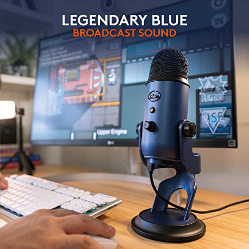 Logitech Creators Blue Yeti USB Microphone for PC, Mac, Gaming, Streaming, Podcasting, Studio and Computer Condenser Mic with Blue VO!CE Effects, 4 Pickup Patterns, Plug and Play - Midnight Blue - color: Midnight Blue