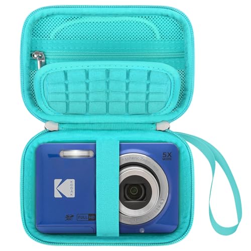Elonbo Camera Carrying Case for KODAK PIXPRO FZ55 / FZ53 / FZ45 / FZ43 16MP Digital Camera, Vlogging Camera Storage Holder Travel Bag, Mesh Bag Fits Batteries, Cable, Memory Card, Card Reader, Green - color: Green+Inside Green