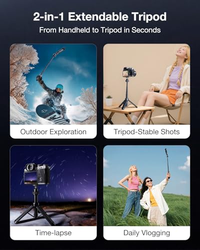 Llano 16"/40cm Action Camera Tripod for DJI Osmo Pocket 4/3, Insta360 X5 X4 X3, Gopro Hero13/12, Extendable Mini Tripod with 1/4'' Screw, Small Selfie Stick for Sony, Canon, 360° Ball Head, Black