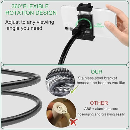 Gooseneck Phone Holder, Adjustable Overhead Phone Mount for Desk, Phone Stand for Recording Live Streaming, Mini Projector Stand Alternative, Overhead Tripod for Phone for Cooking Drawing Teaching