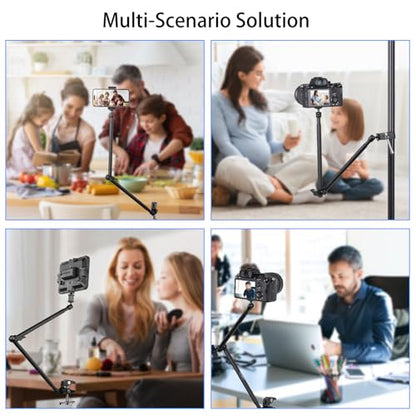 UTEBIT 22 Inch Magic Arm Camera Mount with Super Clamp 1/4" 3/8" Screw Hole | Adjustable Articulating Friction Camera Boom with 360° Ball Heads Arm for Monitor, LED Light, Webcam, Action Camera - size: 22inch