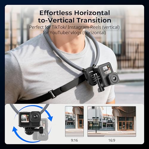SMALLRIG Neck Mount for Action Camera with Adjustable Chest Strap, 2-Prong Interface Chest Mount for GoPro Hero 13/12/11/10/9, for DJI Osmo 360/Nano/Action 6/5 pro/4/3, for Insta360 Ace Pro 2-5596 - style: for Action Camera