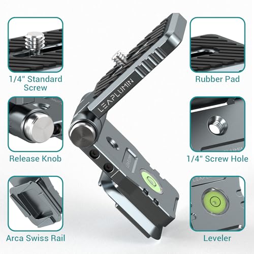 Foldable DSLR Camera L Bracket，Lightweight Camera L Bracket Vertical Horizontal Switching Tripod Quick Release Plate Compatible with Canon Nikon Sony DJI Osmo Ronin Zhiyun Stabilizer Tripod - color: Gray-L Bracket