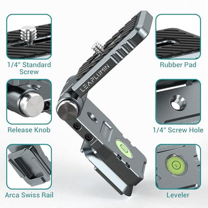 Foldable DSLR Camera L Bracket，Lightweight Camera L Bracket Vertical Horizontal Switching Tripod Quick Release Plate Compatible with Canon Nikon Sony DJI Osmo Ronin Zhiyun Stabilizer Tripod - color: Gray-L Bracket