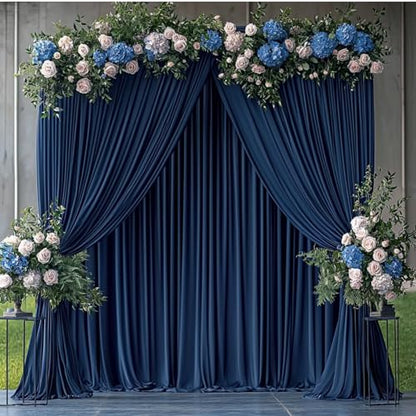 10ftx12ft Wrinkle Free Navy Blue Backdrop Curtain, 2 Panels 12FT Height Navy Blue Wedding Backdrop Drapes, Silky Polyester Back Drop Cloth for Birthday Photography Background Party Backdrop Draping - color: Navy Blue, size: (W)5ft x (H)12ft (2 Panel)