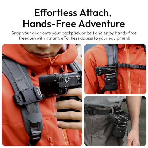 ULANZI Camera Backpack Strap Clip,w Plate Quick Release System, Compatible w Uka QR Plates, for Sony, Nikon, Fuji, DSLR Action Cam Mount, Bearable Load up to 10kg【Not Compatible w F38/Arca System】