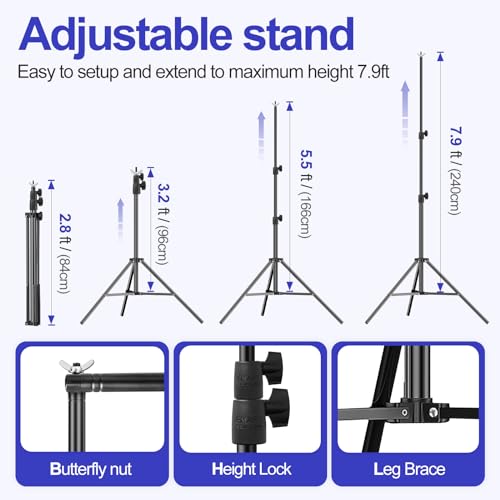 EMART 10x7.9FT Backdrop Stand, Photo Video Studio Adjustable&Lockable Heavy Duty Background Support System Kit with 6 Backdrop Clamps, 2 Sandbag and Carry Bag for Photography, Parties, Wedding, Video - size: 7.9x10ft