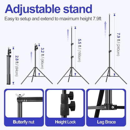 EMART 10x7.9FT Backdrop Stand, Photo Video Studio Adjustable&Lockable Heavy Duty Background Support System Kit with 6 Backdrop Clamps, 2 Sandbag and Carry Bag for Photography, Parties, Wedding, Video - size: 7.9x10ft