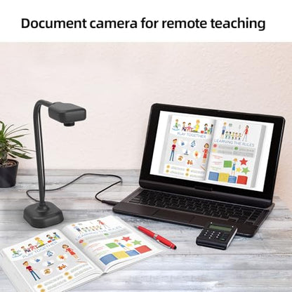 Document Camera for Teachers and Classroom, Gawervan USB Webcam/Doc Camera Built-in Mic— Mac OS, Windows, Chromebook Compatible for Live Demo, Web Conferencing, Distance Learning, Remote Teaching - color: Black