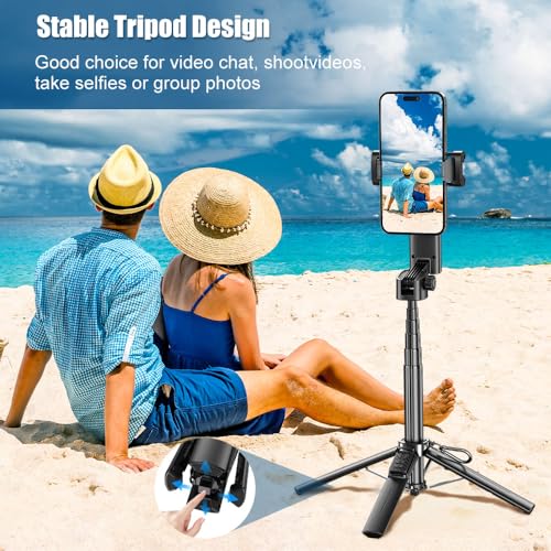 Smartphone Gimbal Stabilizer with Remote Control, Selfie Stick & Tripod, One-Touch Horizontal/Vertical Switch & 360° Automatic Rotation, Compatible with iPhone and Android