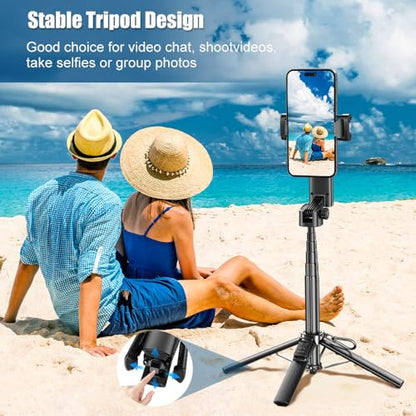 Smartphone Gimbal Stabilizer with Remote Control, Selfie Stick & Tripod, One-Touch Horizontal/Vertical Switch & 360° Automatic Rotation, Compatible with iPhone and Android