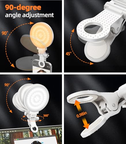 Clip on Ring Light,Webcam Light,360° Rotatable Clip-on LED Light with 100 Beads,Full Screen Bright Lighting for Video Conference,Live Streaming,Selfie,iPhone,Makeup,Portable & Rechargeable