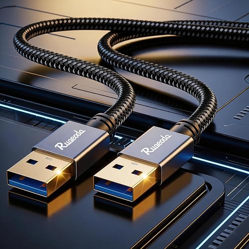 USB to USB Cable 3 ft, USB 3.0 Male to Male Braided Cord, 5Gbps Data Transfer, Compatible with Hard Drive, Cooling Pad, DVD (Not PC-to-PC) - size: 3.3Ft