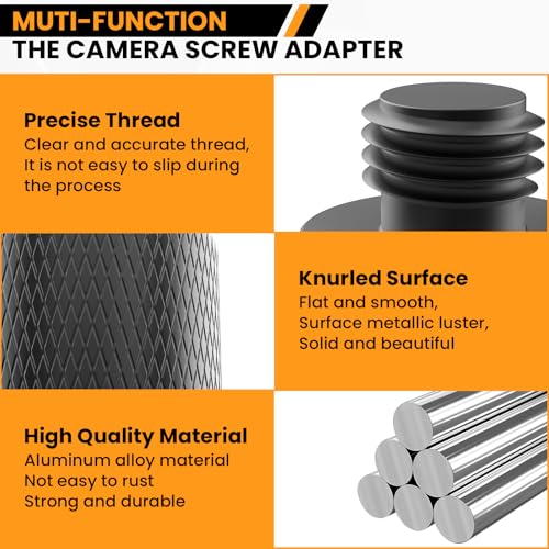 3/8" Male to 3/8" Male Threaded Tripod Screw Adapter, 2 Pcs Standard Mounting Thread Converter, Double Head Stud for Camera Mount (Black) - size: 3/8" Male to 3/8" Male