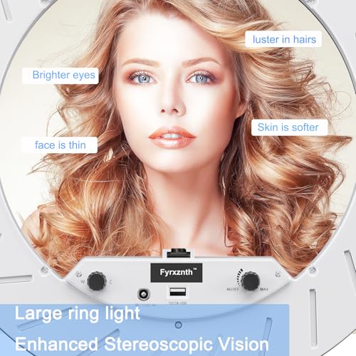 Ring Light 18" with Stand, 55w 6700K LED Light,63" Tripod,Multi-Angle Adjustable Phone Stand, for iPhone and Android Phones, CRI95, Suitable for YouTube, TikTok, Selfies (White, 18") - color: White