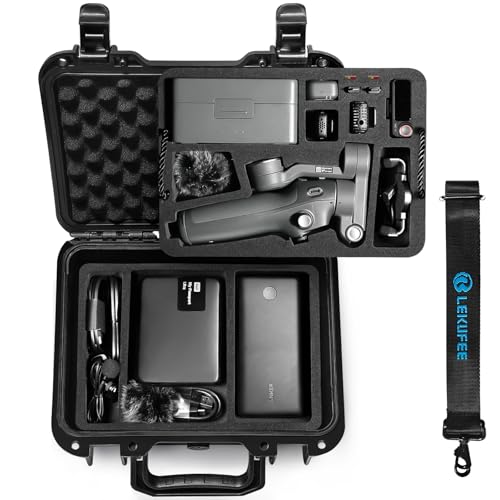 Lekufee Portable Waterproof Hard Case for DJI Osmo Mobile 8, Osmo Mobile 7P / 7, Gimbal Stabilizer, DJI Mic 3/2 / Mic Mini & More Accessories(Case Only)
