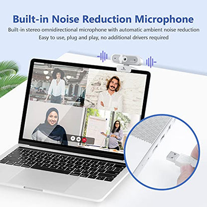 NexiGo N660P (Gen 2) 1080P 60FPS Webcam with Software Control, Dual Microphone & Cover, Autofocus, HD USB Computer Web Camera, for OBS/Zoom/Skype/FaceTime/Teams/Twitch, White - style: 1080P 60FPS Webcam