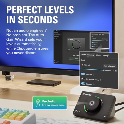 Elgato Wave XLR MK.2 USB Audio Interface and DSP Mixer | 80dB gain, Onboard voice effects, LED level feedback, Touch mute, Ultra-low-latency monitoring, Works with Stream Deck