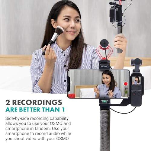 Movo Video Rig Compatible with The DJI OSMO Pocket 1, 2 - Includes Universal Smartphone Mount, Grip Handle, and 2 Cold Shoes for Mounting Microphone, Light - OSMO Pocket Microphone and Video Rig