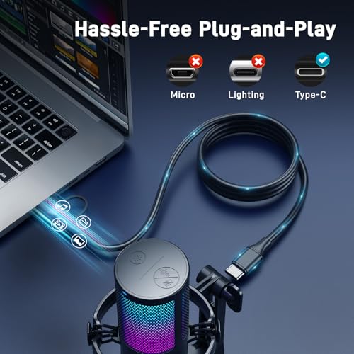 MAONO 2 in 1 USB Microphone Cable,USB C & USB A to USB Type C Fast Transfer Audio Cable,Compatible with USB Microphone DGM20S,DM30,DM40,PD100W,PD200XS,PD100X,5ft,Black