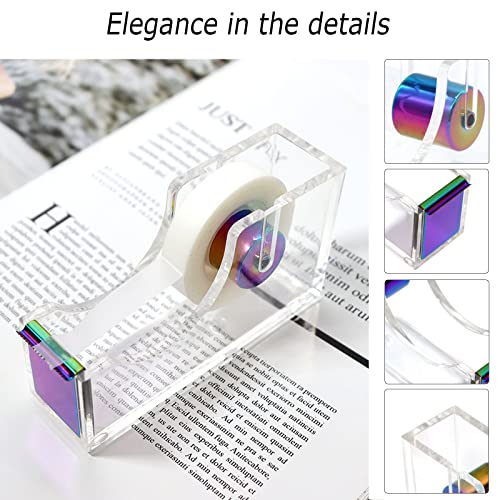 Famassi Dream Color Acrylic Stapler and Tape Dispenser Set, Office Supplies with Tape Dispenser, Stapler Remover, 2 Ballpoint Pen, Scissor, Binder Clips, Paper Clips and 1000pcs Staples - color: Multicolor