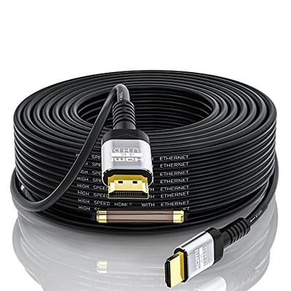 Soonsoonic 4K HDMI Cable 75 Ft with Built-in Signal Booster | HDMI 2.0 High Speed Unidirectional Cables 4K@60Hz 2K 1080P 3D ARC Ethernet Cord | for UHD TV Monitor Laptop Xbox PS4 (22.8m) - size: 75FT