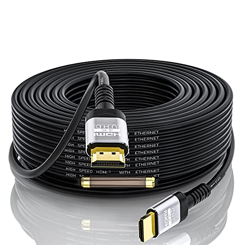 Soonsoonic 4K HDMI 100 Ft Cable with Built-in Signal Booster | HDMI 2.0 High Speed Unidirectional Cables 4K@60Hz 2K 1080P 3D ARC Ethernet Cord | for UHD TV Monitor Laptop Xbox PS4 (30.5m) - size: 100FT