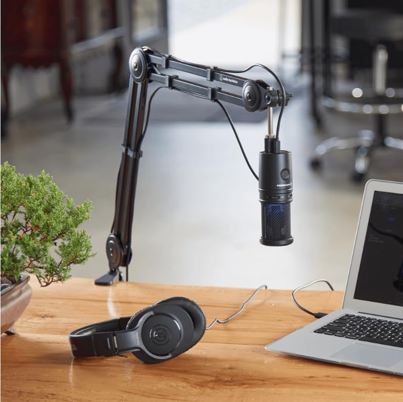 Audio-Technica AT2020USB-X Cardioid Condenser USB Microphone with Microphone Arm + Wind Screen Pop Filter + Cleaning Cloth (4 Items) - style: USB Microphone + Arm & Pop Filter