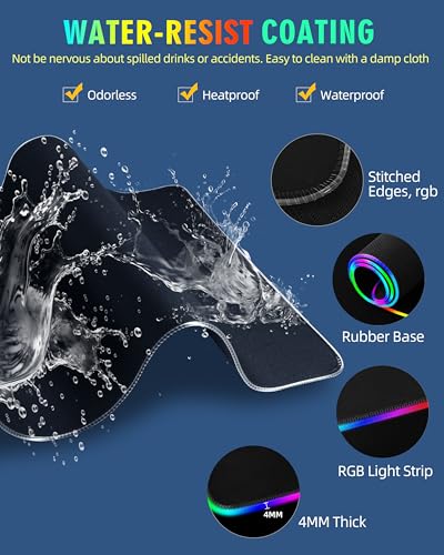 Mouse Pad with Wireless Charger, RGB Gaming Mousepad, 31.5"x15.7" Extra Large Desk Mat, 13 Light Modes, Ultra-Smooth Surface, Non-Slip Base, Waterproof Computer Keyboard Pad, Black with PD Adapter - color: RGB-31.5"x15.7"-PD Adapter
