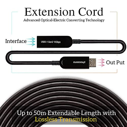 phoossno USB 3.1 Extension Cable Active Optical USB 10Gbps 33ft 10m Compatible with Microsoft Azure Logitech Camera Xbox Touch Screen Kinect Keyboard Mouse Intel RealSense