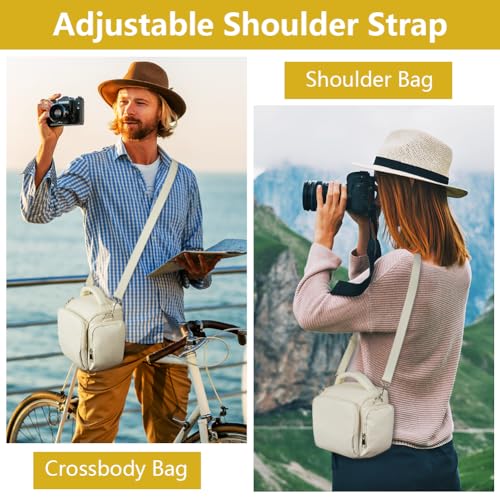 Ainiv DSLR Camera Bag, Waterproof Anti-Shock SLR Camera Case, Large Adjustable Shoulder Strap Camera Backpack, Portable Crossbody Single Shoulder Backpacks Compatible with Canon, Sony, Nikon, Beige - color: Beige