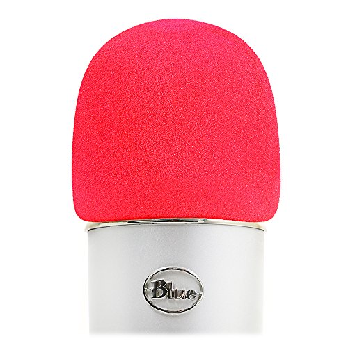 YOUSHARES Foam Microphone Windscreen - Large Size Microphone Cover for Blue Yeti, Yeti Pro, MXL, Audio Technica and Other Large Microphones (Red) - color: Foam Red