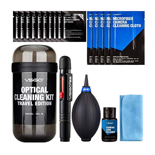 VSGO Professional Lens Cleaning Kit (DKL-15D) - Includes Lens Pen, Air Blower & Cleaning Fluid - Portable Dust Removal for Camera Lenses, Filters, Cell Phones and Electronics