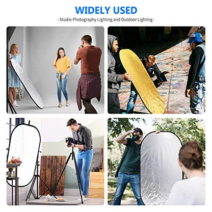 NEEWER 40"x60"/100x150cm Light Reflectors for Photography, Portable 5 in 1 Collapsible Multi Disc with Bag - Translucent, Silver, Gold, Black, White Diffuser for Studio and Outdoor Lighting - size: 40" x 60"