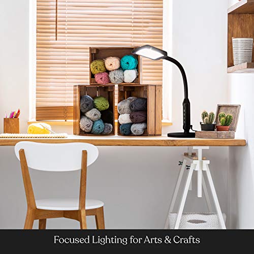 Brightech Litespan 2-in-1 LED Floor & Desk Lamp, Adjustable Height, Shades, Neck, Esthetician Light for Lashes, Portable Gooseneck Standing Lamp for Living Room, Dorm, Table