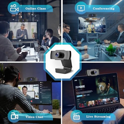 4K Webcam, Ultra 4K HD Web Cam for PC, Dual Noise-Canceling Mics, Auto Light Correction, Wide Angle Streaming Webcam,Plug and Play for Video Calling/Teams/Conferencing/Zoom
