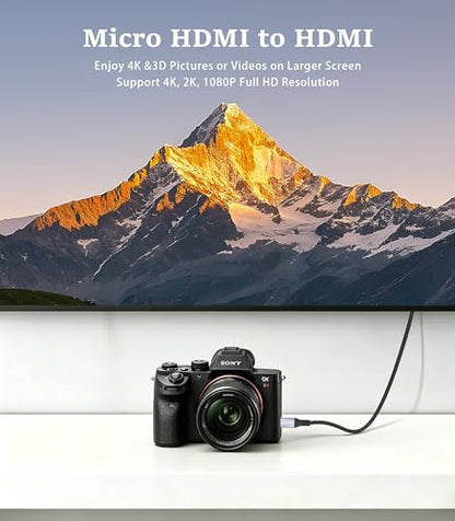 4K Micro HDMI to HDMI Cable 6FT, 4K@60Hz HDR High Speed HDMI Cord, Nylon Braided Compatible with GoPro Hero, Raspberry Pi 5/4, DSLR Camera, Laptop to TV - size: 6 Feet