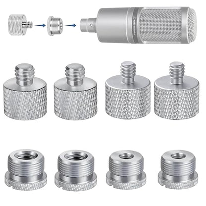 IXTECH Mic Stand Adapter Set 8 pc - Metal Tripod Adapters Female-Male 5/8-3/8, 3/8-5/8, 5/8-1/4, 1/4-5/8 ADP02 Silver - color: Silver