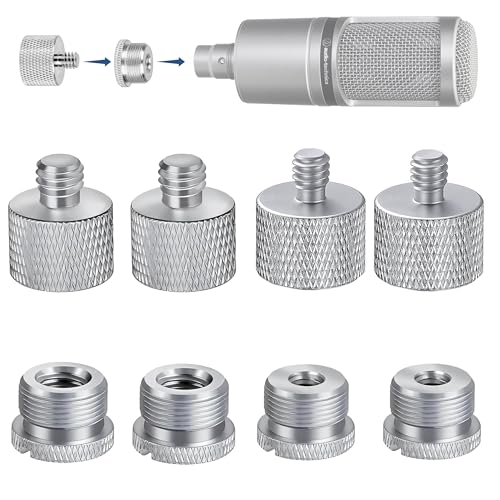 IXTECH Mic Stand Adapter Set 8 pc - Metal Tripod Adapters Female-Male 5/8-3/8, 3/8-5/8, 5/8-1/4, 1/4-5/8 ADP02 Silver - color: Silver