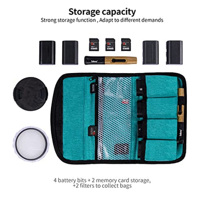 Selens DSLR Battery Case - 4 Pocket Pouch for NP-FZ100, LP-E6, AA, LP-E8, LP-E10, LP-E12, EN-EL14, EN-EL15, NP-FW50, NP-F550, NP-FM500H Batteries & SD Cards - size: large