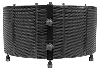 Rockville ROCKSHIELD 3 Large Studio Mic Isolation Shield, Sound Dampening | Acoustic Foam, 5-Panel, Stand Mountable, Desktop Use, Steel Frame, Foldable, Vented Back Plate, 5/8 Adapter, Tripod Base