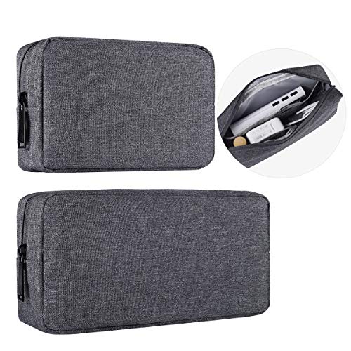 Universal Electronics Accessories Carrying Case, 2PCS Big + Small Portable Storage Pouch, Cosmetic Bag, Cable Organizer Compatible Hard Drive, Mouse, Power Bank, Adapter, Cellphone, Space Gray - color: Space Gray