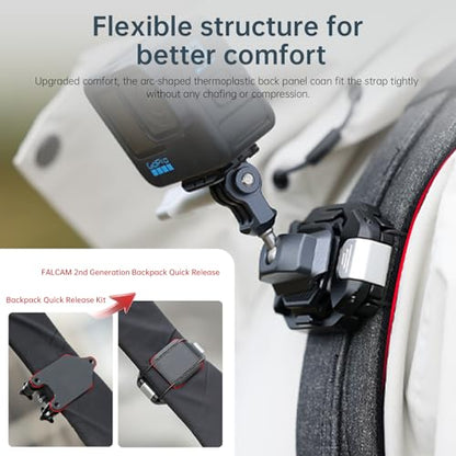 FALCAM F38 Backpack Camera Clip V2 with Plate, Arca-Swiss Quick Release, 30kg/66lb Heavy Load, Dyneema Safety Strap, Belt & Strap Mount for DSLR Action Mirrorless – Black - size: Clip with Plate