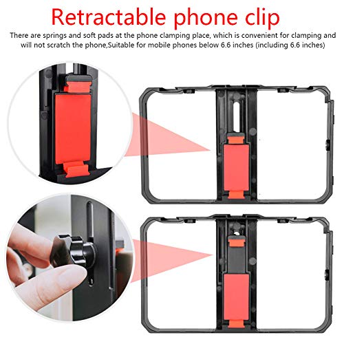 Vlog Live Mobile Phone Photography Support Stabilizer Set with Fill Light and Microphone Professional Video Kit for Content Creators Black Plastic 384g